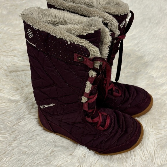 Columbia Minx Mid Cordovan Boots Omni Heat Youth Purple Size 2 - Picture 4 of 9